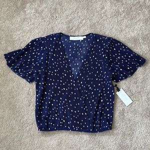 Astr The Label Flutter Sleeve Polka Dot Top